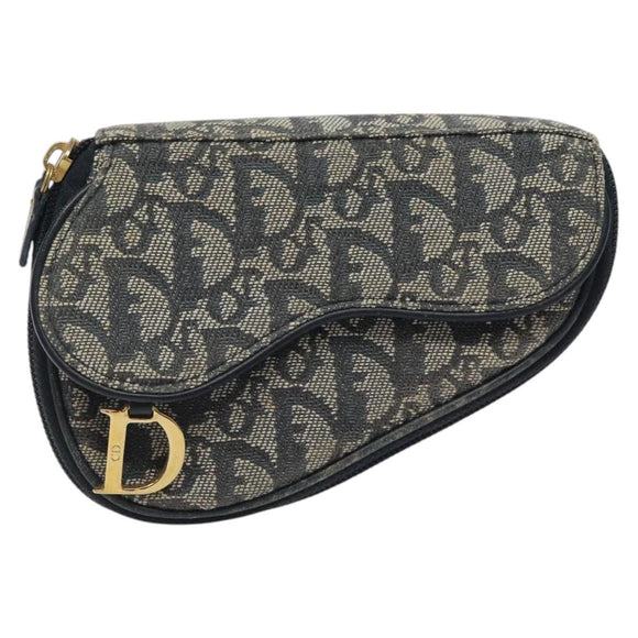 Christian Dior Trotter Canvas Saddle Pouch Navy Auth MX016