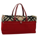 BURBERRY Nova Check Blue Label Hand Bag Wool Beige Auth MX023-1