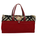 BURBERRY Nova Check Blue Label Hand Bag Wool Beige Auth MX023-13