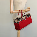 BURBERRY Nova Check Blue Label Hand Bag Wool Beige Auth MX023-21