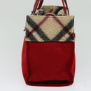 BURBERRY Nova Check Blue Label Hand Bag Wool Beige Auth MX023-3