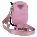 PRADA Smartphone Pouch Shoulder Bag Nylon Pink Silver Auth MX024M-1