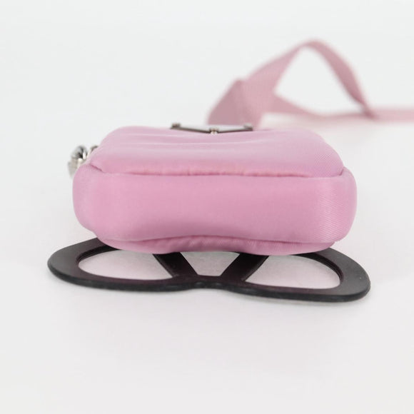 PRADA Smartphone Pouch Shoulder Bag Nylon Pink Silver Auth MX024M