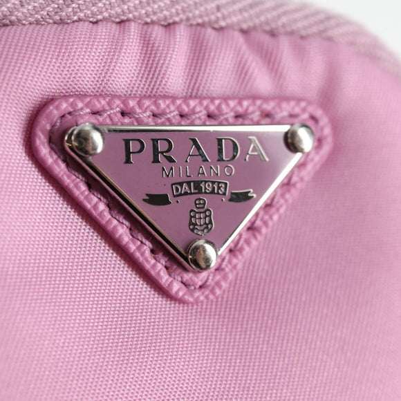 PRADA Smartphone Pouch Shoulder Bag Nylon Pink Silver Auth MX024M