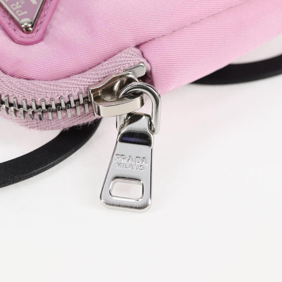 PRADA Smartphone Pouch Shoulder Bag Nylon Pink Silver Auth MX024M