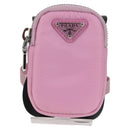 PRADA Smartphone Pouch Shoulder Bag Nylon Pink Silver Auth MX024M-13