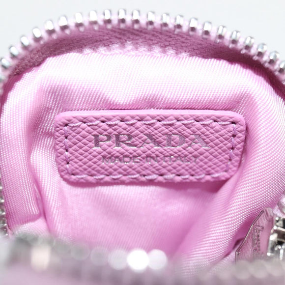 PRADA Smartphone Pouch Shoulder Bag Nylon Pink Silver Auth MX024M