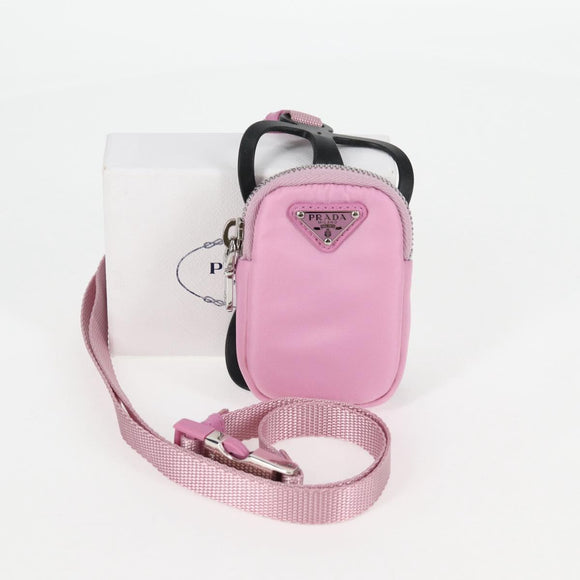 PRADA Smartphone Pouch Shoulder Bag Nylon Pink Silver Auth MX024M