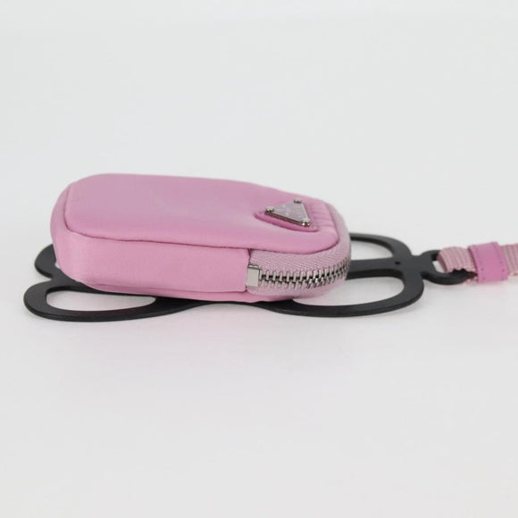 PRADA Smartphone Pouch Shoulder Bag Nylon Pink Silver Auth MX024M