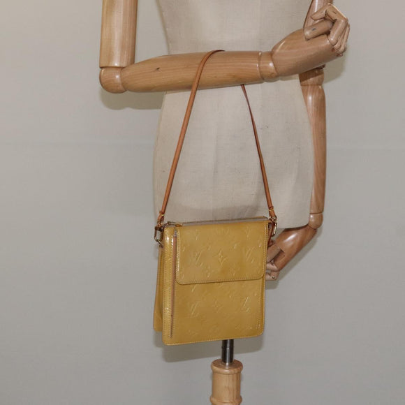 LOUIS VUITTON Monogram Vernis Motto Accessory Pouch Beige M91136 LV Auth MX027