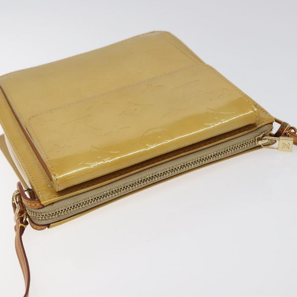 LOUIS VUITTON Monogram Vernis Motto Accessory Pouch Beige M91136 LV Auth MX027