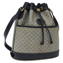 GUCCI Micro GG Supreme Shoulder Bag PVC Navy Gold Auth MX035-1