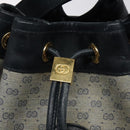 GUCCI Micro GG Supreme Shoulder Bag PVC Navy Gold Auth MX035-9