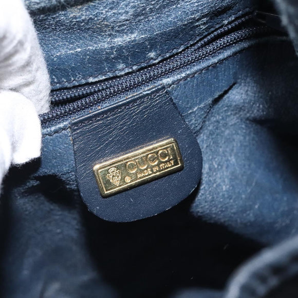 GUCCI Micro GG Supreme Shoulder Bag PVC Navy Gold Auth MX035