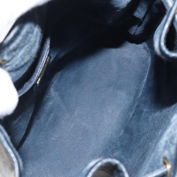 GUCCI Micro GG Supreme Shoulder Bag PVC Navy Gold Auth MX035