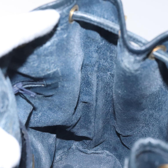 GUCCI Micro GG Supreme Shoulder Bag PVC Navy Gold Auth MX035