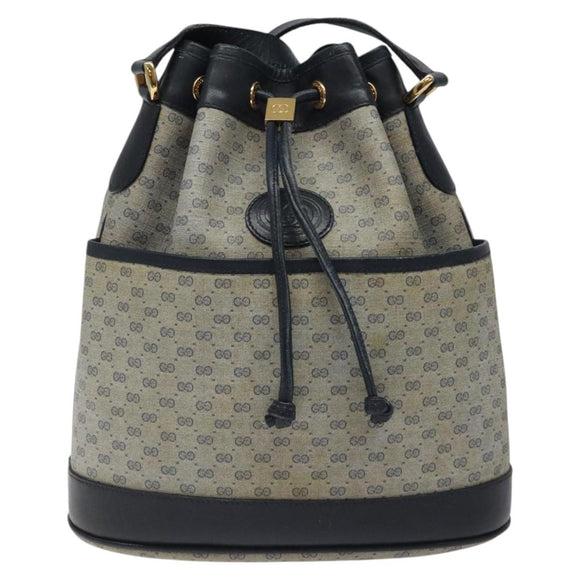 GUCCI Micro GG Supreme Shoulder Bag PVC Navy Gold Auth MX035