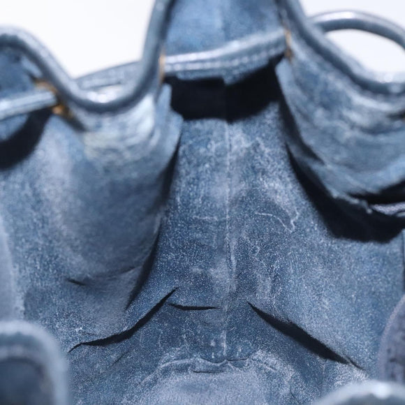 GUCCI Micro GG Supreme Shoulder Bag PVC Navy Gold Auth MX035