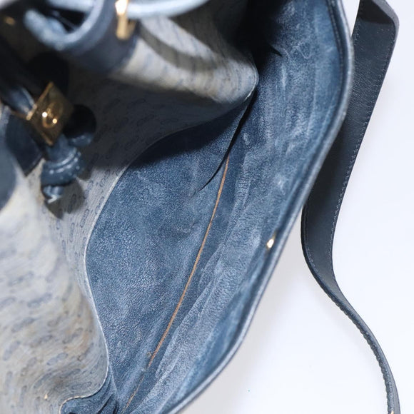 GUCCI Micro GG Supreme Shoulder Bag PVC Navy Gold Auth MX035