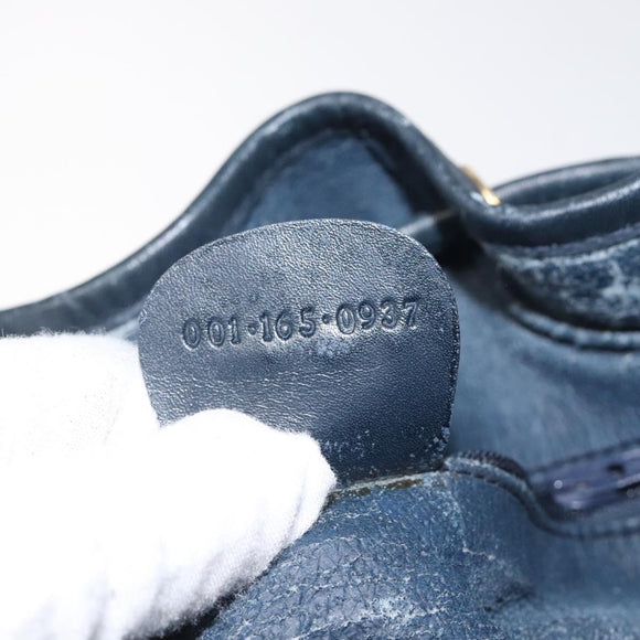 GUCCI Micro GG Supreme Shoulder Bag PVC Navy Gold Auth MX035