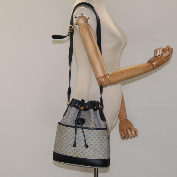 GUCCI Micro GG Supreme Shoulder Bag PVC Navy Gold Auth MX035