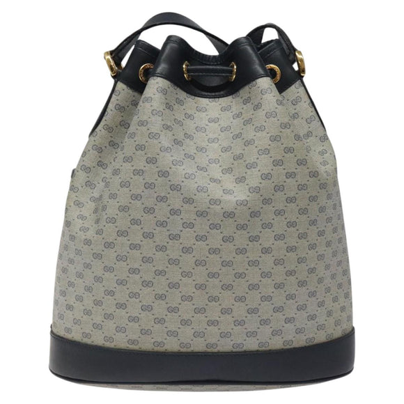 GUCCI Micro GG Supreme Shoulder Bag PVC Navy Gold Auth MX035