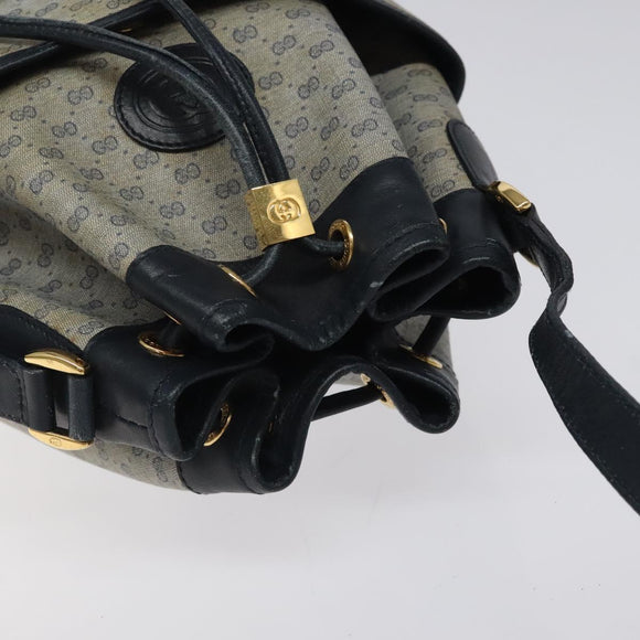 GUCCI Micro GG Supreme Shoulder Bag PVC Navy Gold Auth MX035