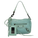 BALENCIAGA The Shoulder Bag Leather Light Blue 138226 Auth MX037-1