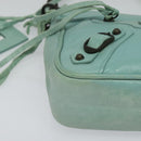 BALENCIAGA The Shoulder Bag Leather Light Blue 138226 Auth MX037-10