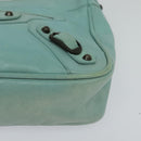 BALENCIAGA The Shoulder Bag Leather Light Blue 138226 Auth MX037-11