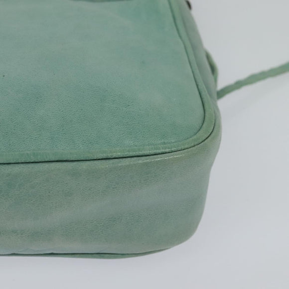 BALENCIAGA The Shoulder Bag Leather Light Blue 138226 Auth MX037