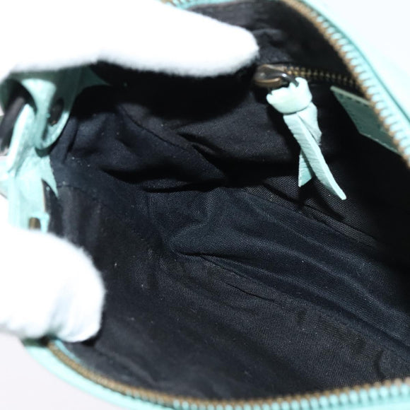 BALENCIAGA The Shoulder Bag Leather Light Blue 138226 Auth MX037