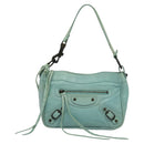 BALENCIAGA The Shoulder Bag Leather Light Blue 138226 Auth MX037-2