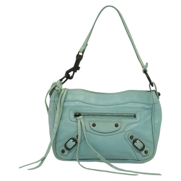 BALENCIAGA The Shoulder Bag Leather Light Blue 138226 Auth MX037 - 0