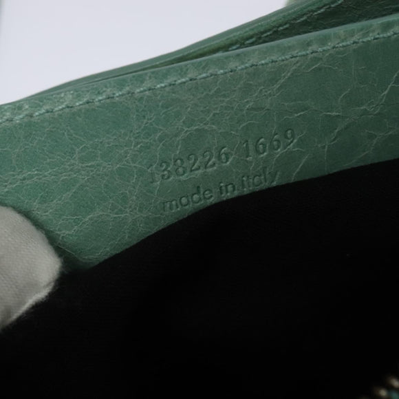 BALENCIAGA The Shoulder Bag Leather Light Blue 138226 Auth MX037