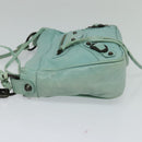 BALENCIAGA The Shoulder Bag Leather Light Blue 138226 Auth MX037-4