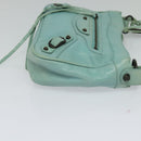 BALENCIAGA The Shoulder Bag Leather Light Blue 138226 Auth MX037-5