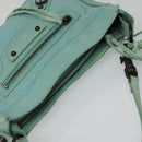 BALENCIAGA The Shoulder Bag Leather Light Blue 138226 Auth MX037-6