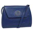 CELINE Shoulder Bag Leather Blue Gold Auth MX045-1