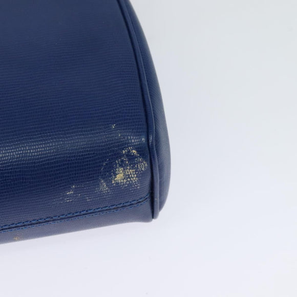 CELINE Shoulder Bag Leather Blue Gold Auth MX045