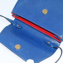 CELINE Shoulder Bag Leather Blue Gold Auth MX045-10