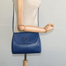 CELINE Shoulder Bag Leather Blue Gold Auth MX045-21