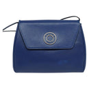 CELINE Shoulder Bag Leather Blue Gold Auth MX045-13