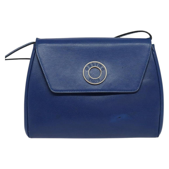 CELINE Shoulder Bag Leather Blue Gold Auth MX045