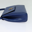 CELINE Shoulder Bag Leather Blue Gold Auth MX045-3