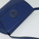 CELINE Shoulder Bag Leather Blue Gold Auth MX045-6