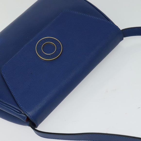 CELINE Shoulder Bag Leather Blue Gold Auth MX045