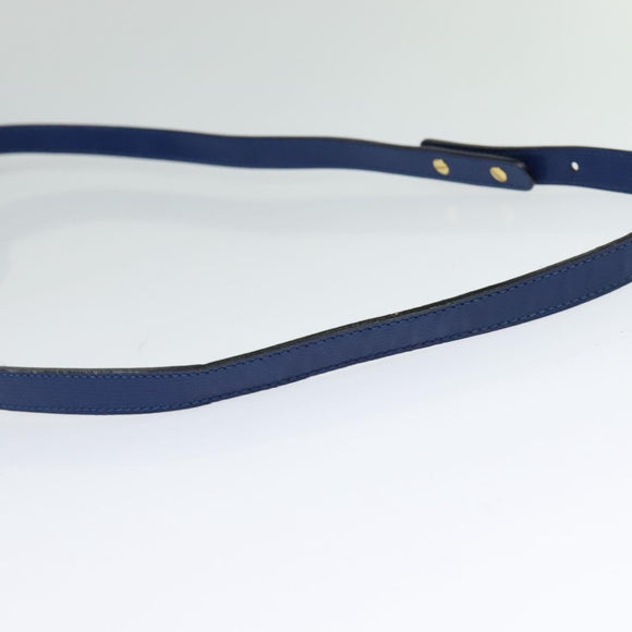 CELINE Shoulder Bag Leather Blue Gold Auth MX045