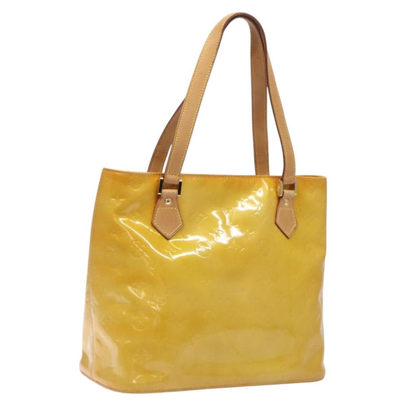 LOUIS VUITTON Monogram Vernis Houston Hand Bag Beige M91004 LV Auth MX047