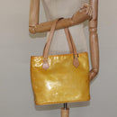 LOUIS VUITTON Monogram Vernis Houston Hand Bag Beige M91004 LV Auth MX047-23